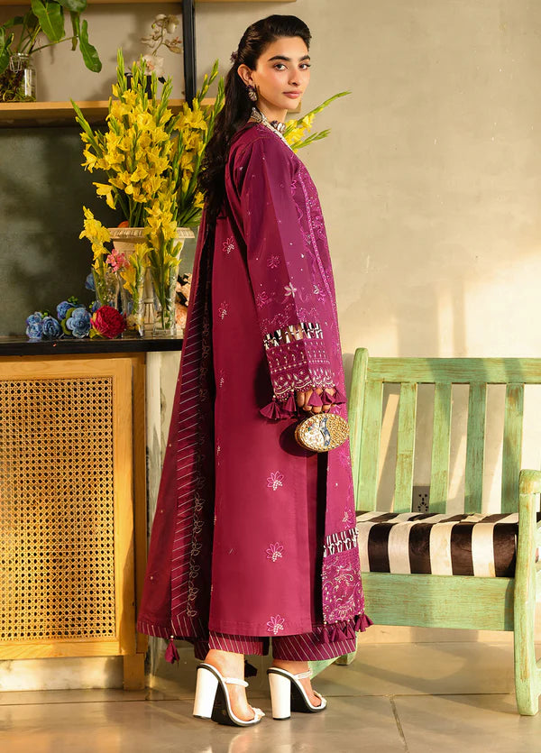 Sahane 3PC Embroidered Lawn Suit CT-21002 Berry - In-Laws gulbuy.com
