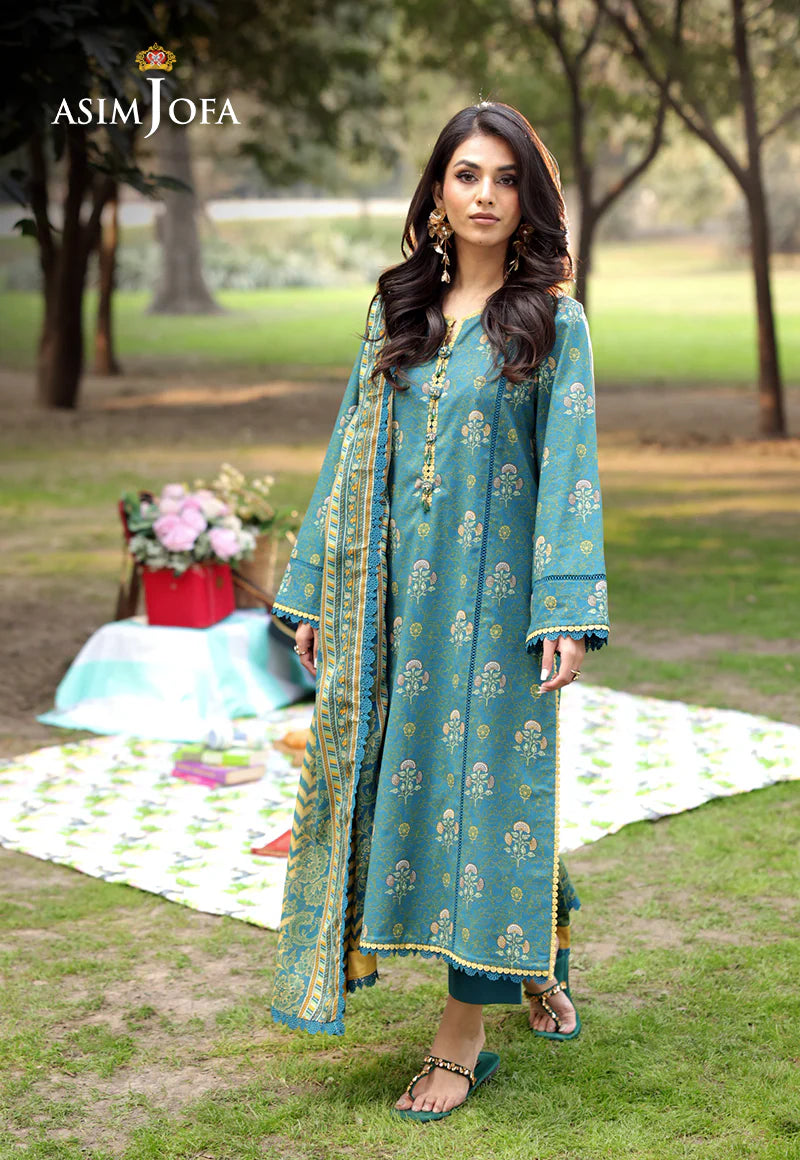 Asim Jofa 3Pc Lawn Printed Suit AJUBJ-16 gulbuy.com
