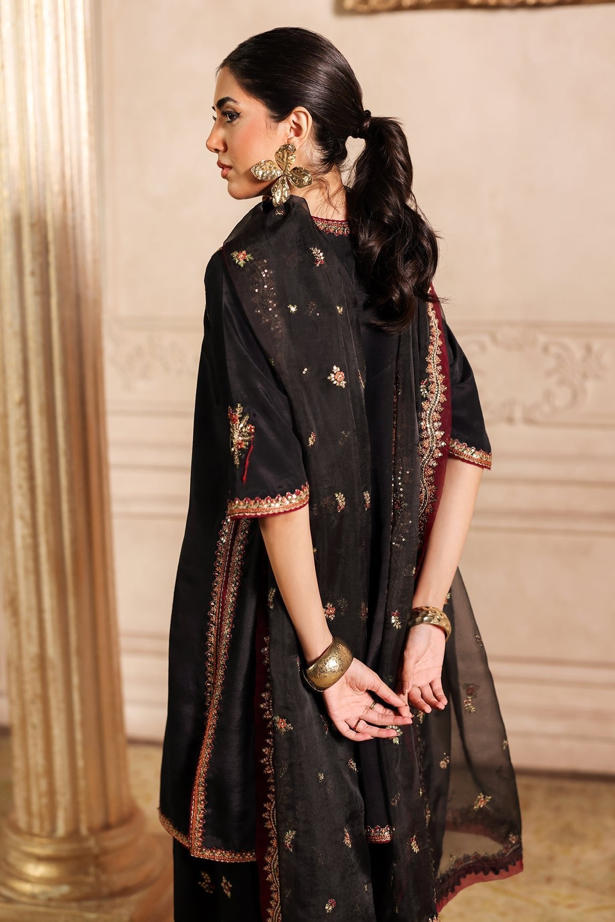 Charizma 3Pc Embroidered Raw Silk Suit (CMA-4-083) gulbuy.com
