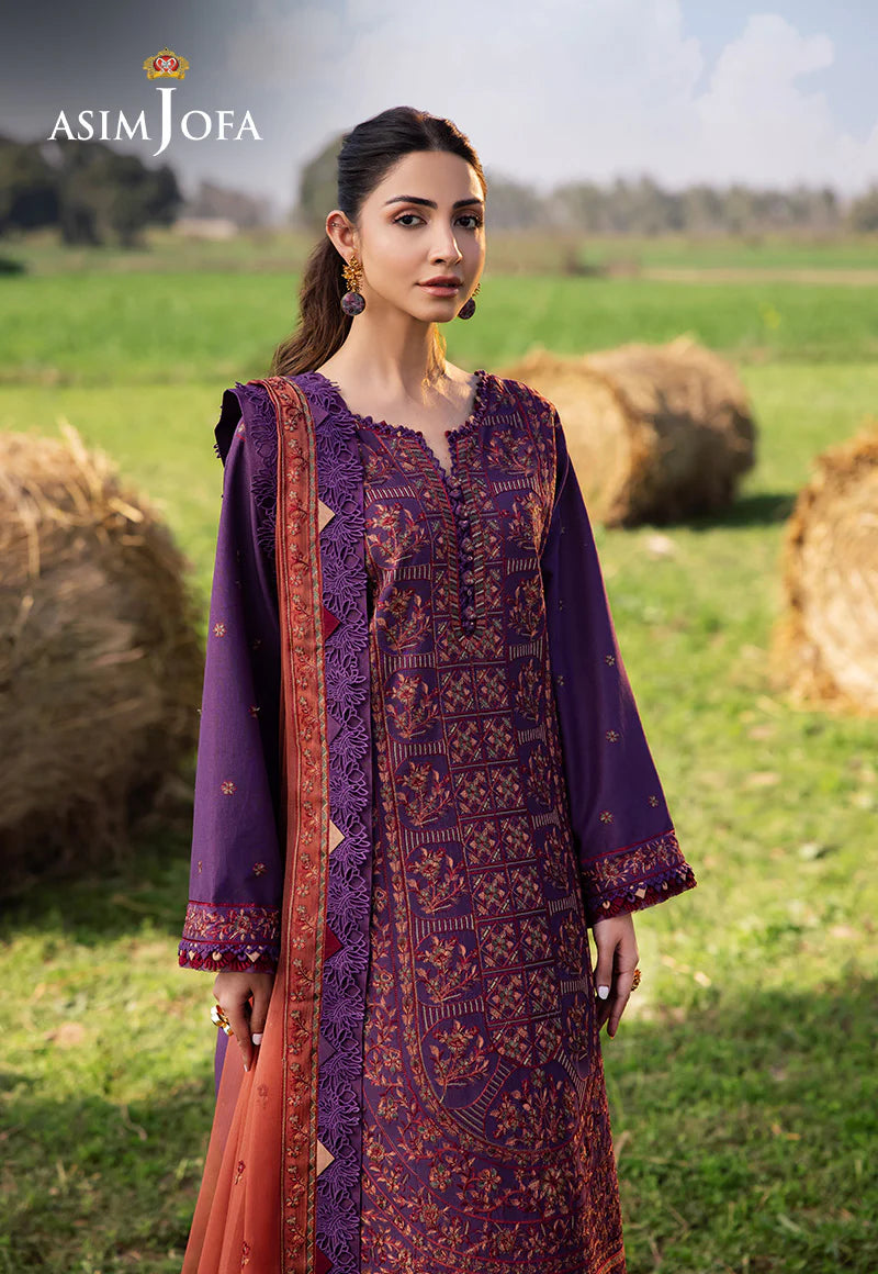 Asim Jofa 3Pc Embroidered Lawn Suit AJELL-13 gulbuy.com