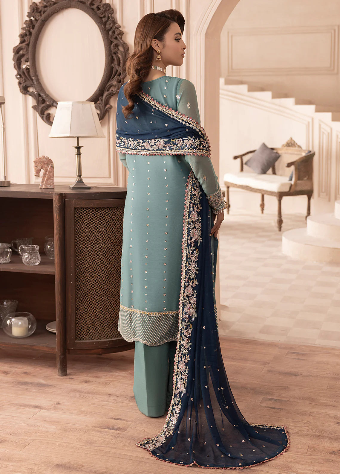 Sahane 3Pc Embroidered Chiffon Suit CT-19008 Cedra gulbuy.com