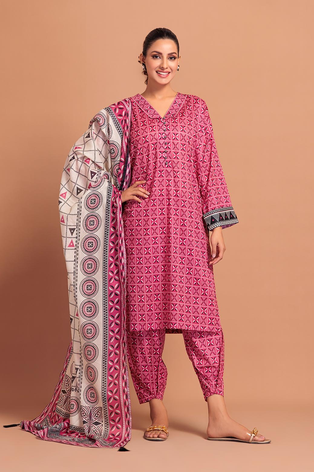BONANZA SATRANGI 3PC PRINTED LAWN SUIT (1S24P3P584)
