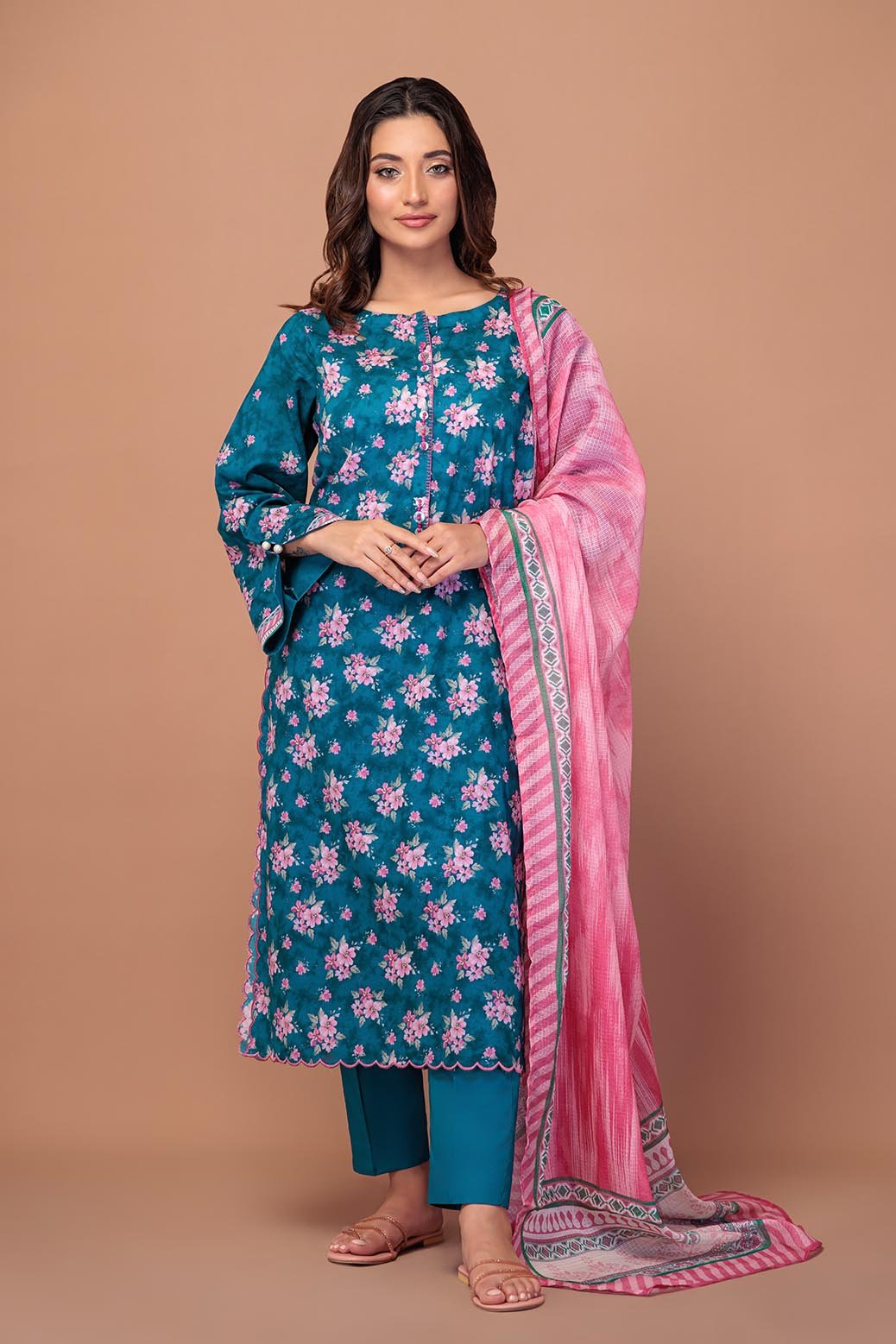 BONANZA SATRANGI 3PC PRINTED LAWN SUIT (1S24P3P418)