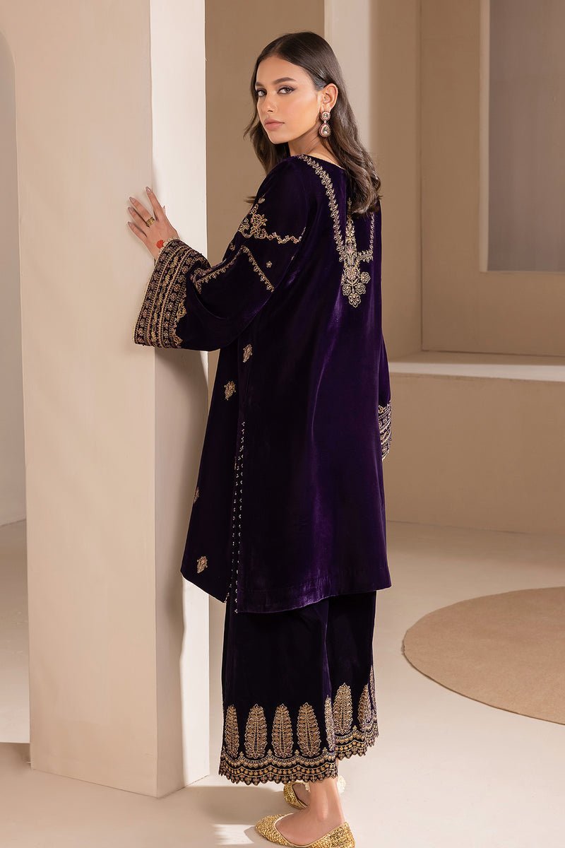 BAROQUE 3PC EMBROIDERED VELVET SUIT (BQU-UF-D420) gulbuy.com