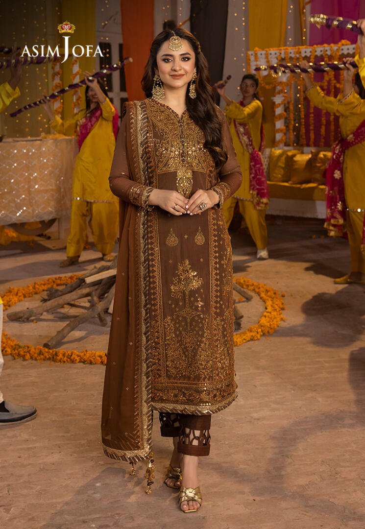 ASIM JOFA 3 PIECE EMBROIDERED SILK SUIT (AJDA-11)