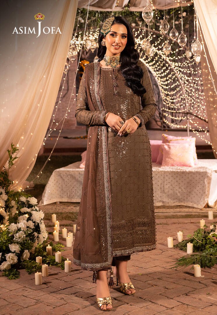 ASIM JOFA 3 PIECE EMBROIDERED SILK SUIT (AJDA-05)