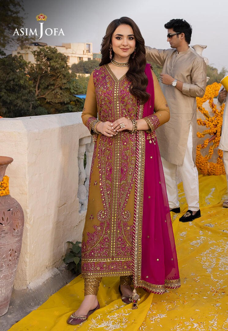 ASIM JOFA 3 PIECE EMBROIDERED CHIFFON SUIT (AJDA-22)