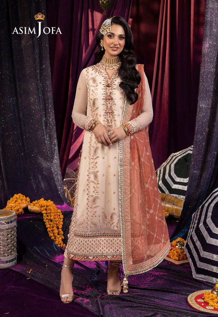 ASIM JOFA 3 PIECE EMBROIDERED CHIFFON SUIT (AJDA-13)