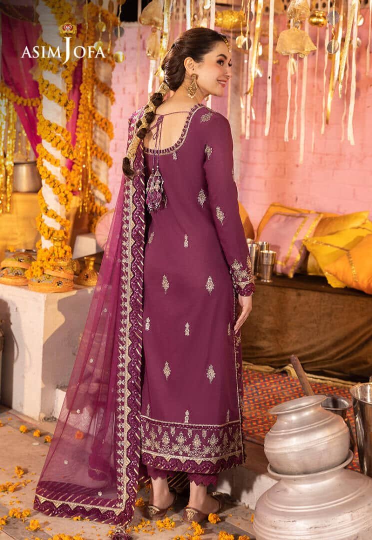 ASIM JOFA 3 PIECE EMBROIDERED SILK SUIT (AJDA-18)