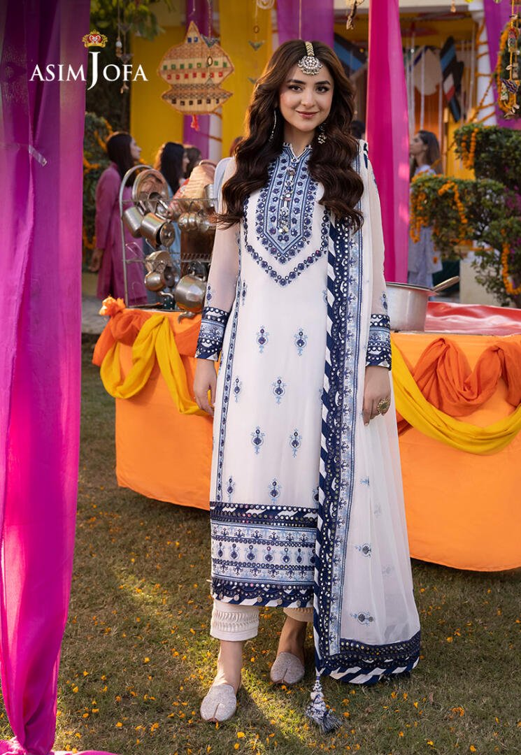 ASIM JOFA 3 PIECE EMBROIDERED CHIFFON SUIT (AJDA-06)