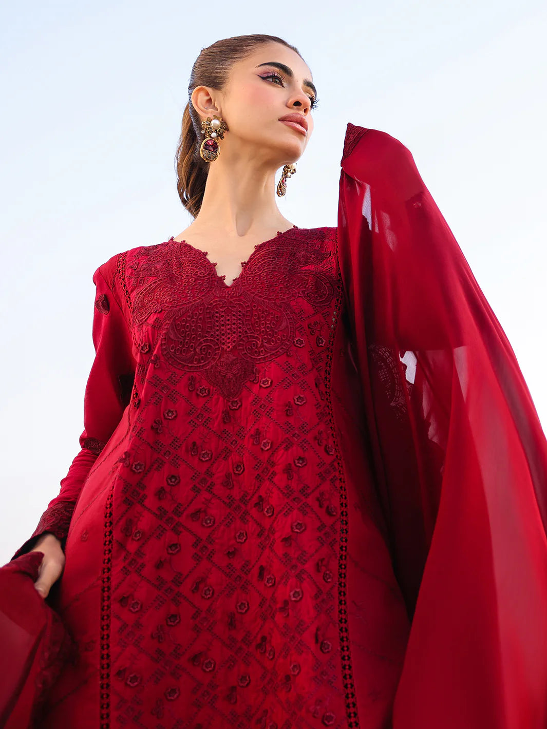 Faiza Faisal 3Pc Embroidered Organza Suit TARA gulbuy.com