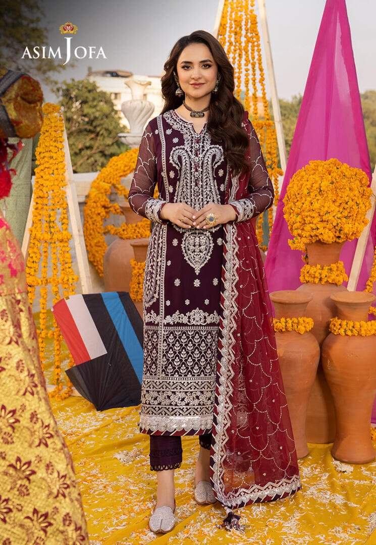 ASIM JOFA 3 PIECE EMBROIDERED CHIFFON SUIT (AJDA-01)