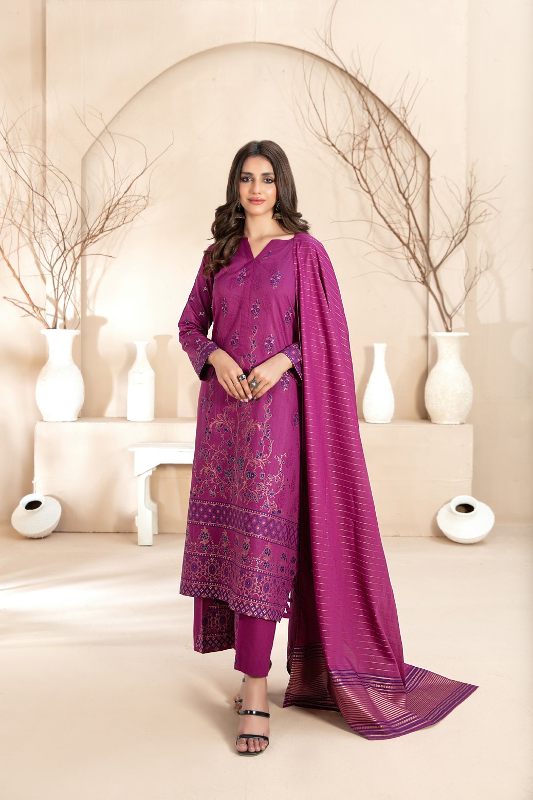 Tawakkal 3 Piece Cotton Lawn Suit (D-2941)