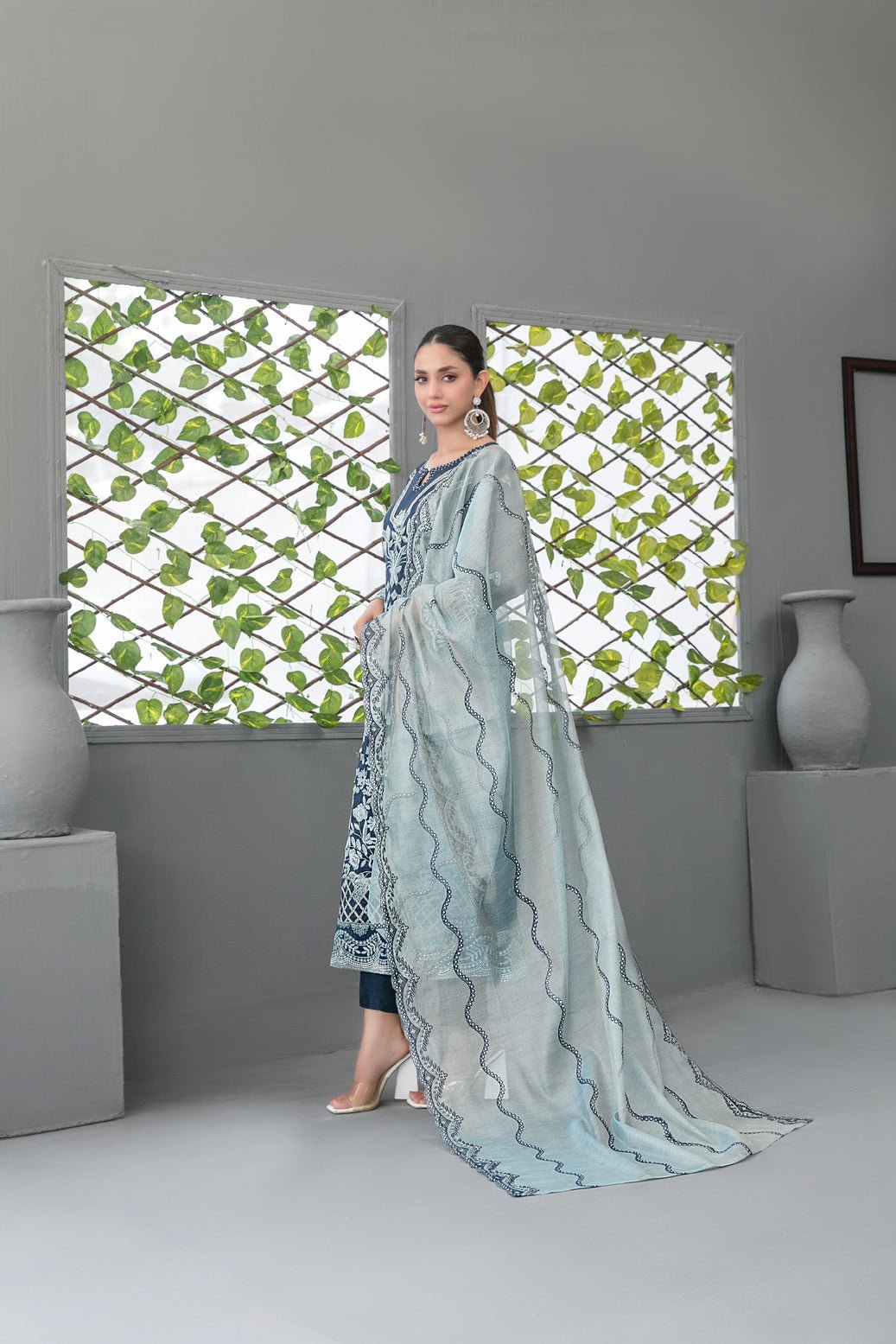 Tawakkal 3Pc Embroidered Chiffon Suit D-3745-Jiah gulbuy.com