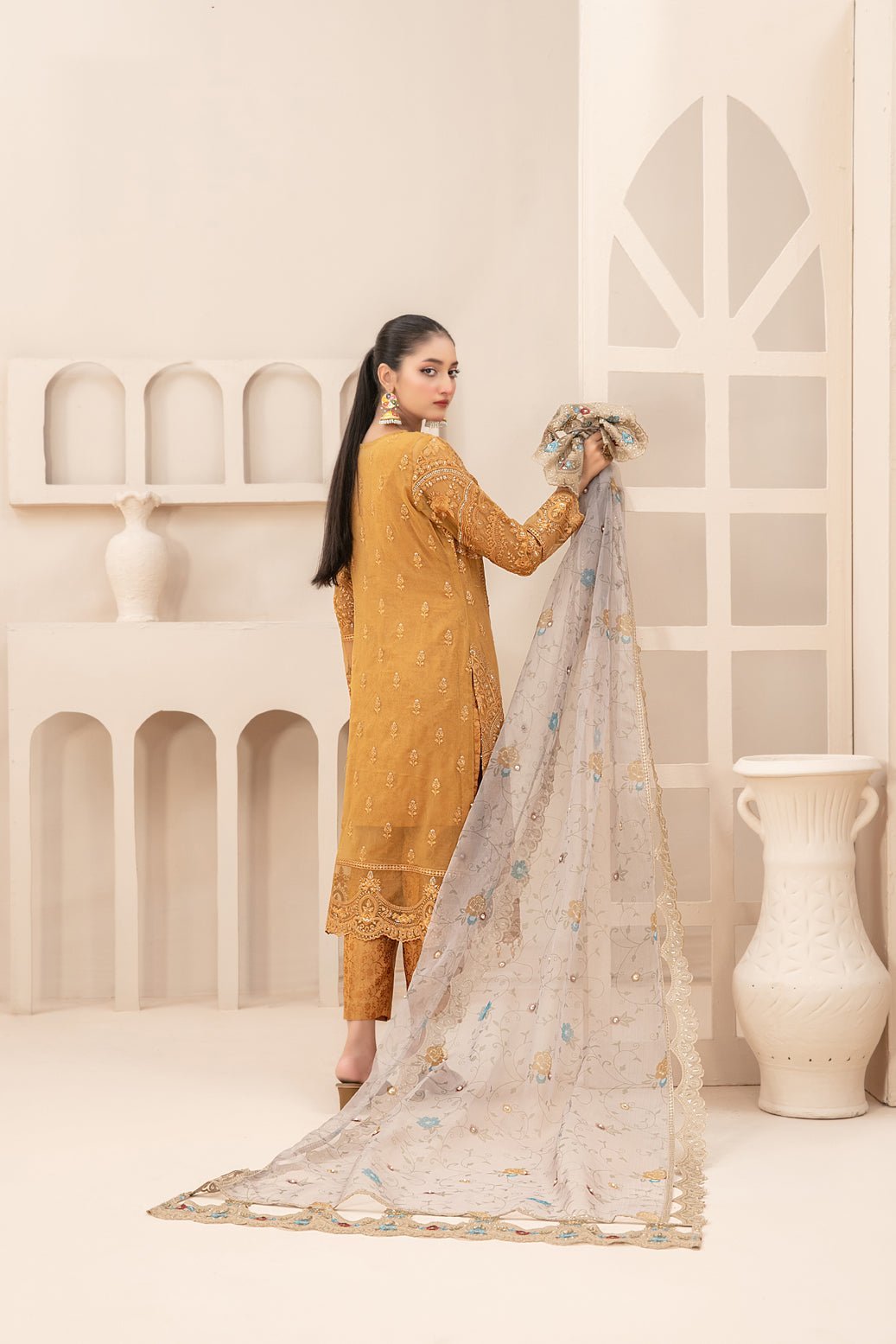 Tawakkal 3Pc Embroidered Chiffon Suit D-3841-Salomi gulbuy.com