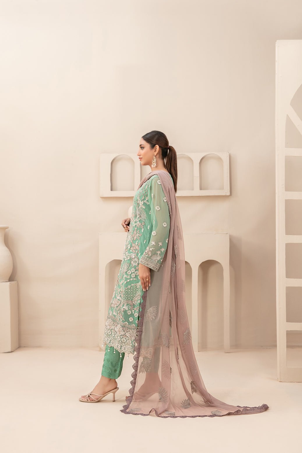Tawakkal 3Pc Embroidered Chiffon Suit D-8688-Salomi gulbuy.com