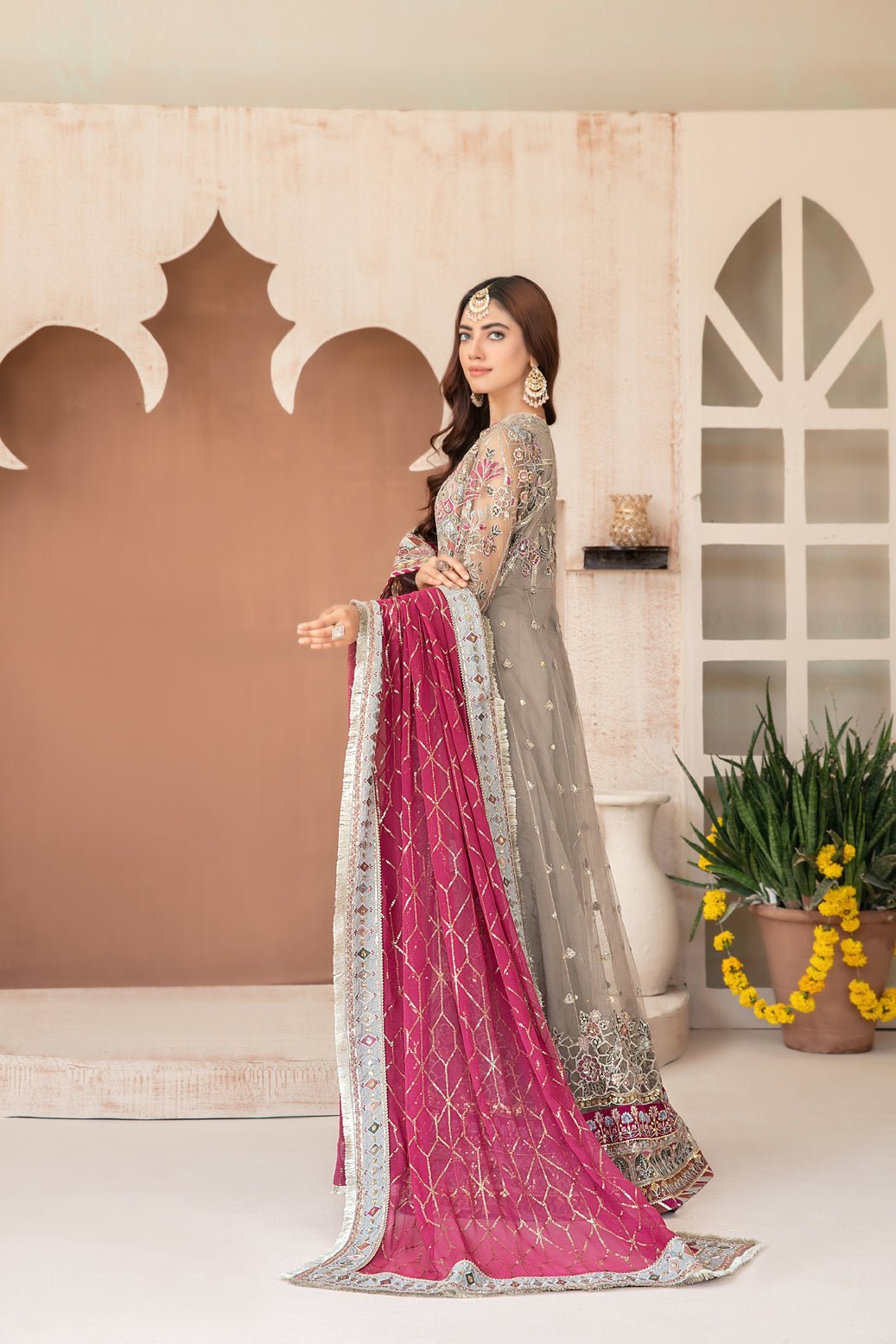 Tawakkal 3Pc Embroidered Chiffon Suit D-3614-Fenella gulbuy.com