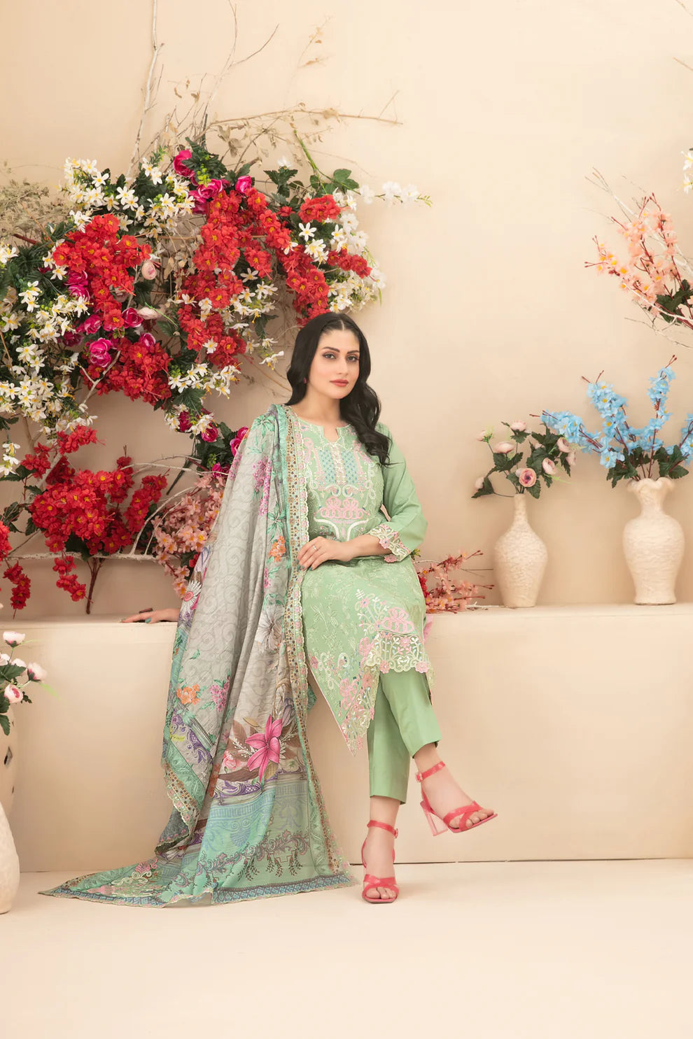 Tawakkal 3Pc Embroidered Lawn Suit D-1156 gulbuy.com