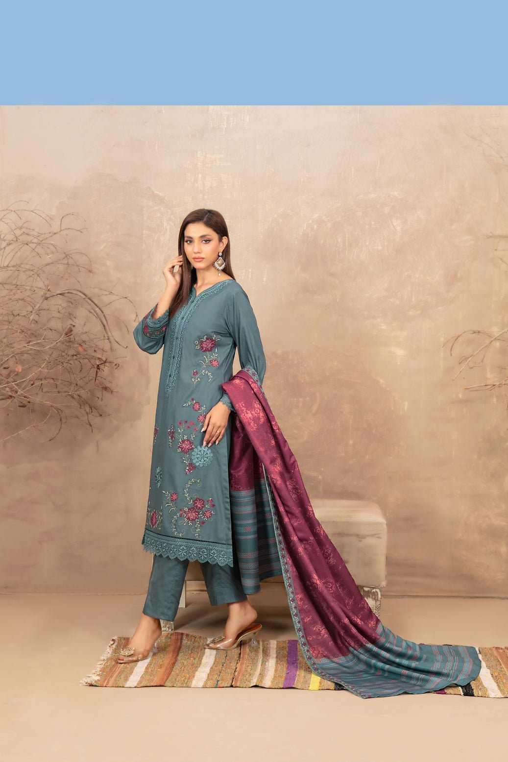 Tawakkal 3Pc Embroidered Fabrics Suit D-3835-Gulizar gulbuy.com