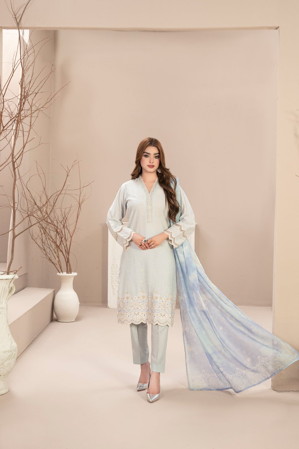 Tawakkal 3 Piece Embroidered Lawn Suit (D-2743)