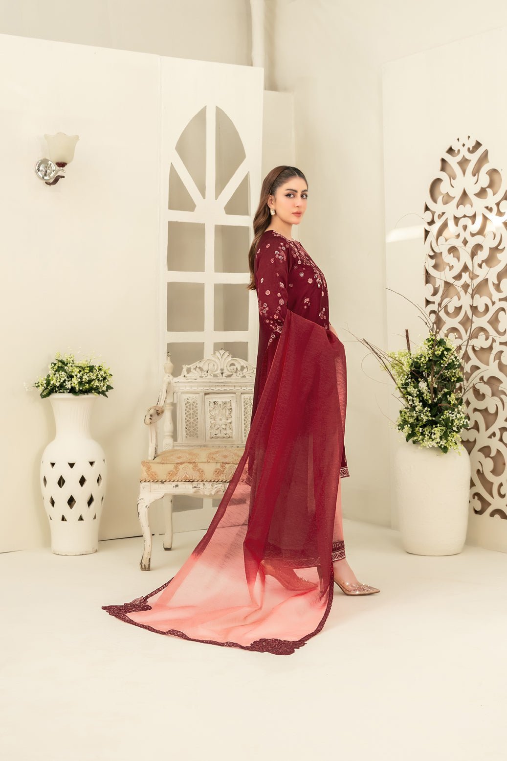Tawakkal 3Pc Embroidered Silk Suit TK-014 gulbuy.com