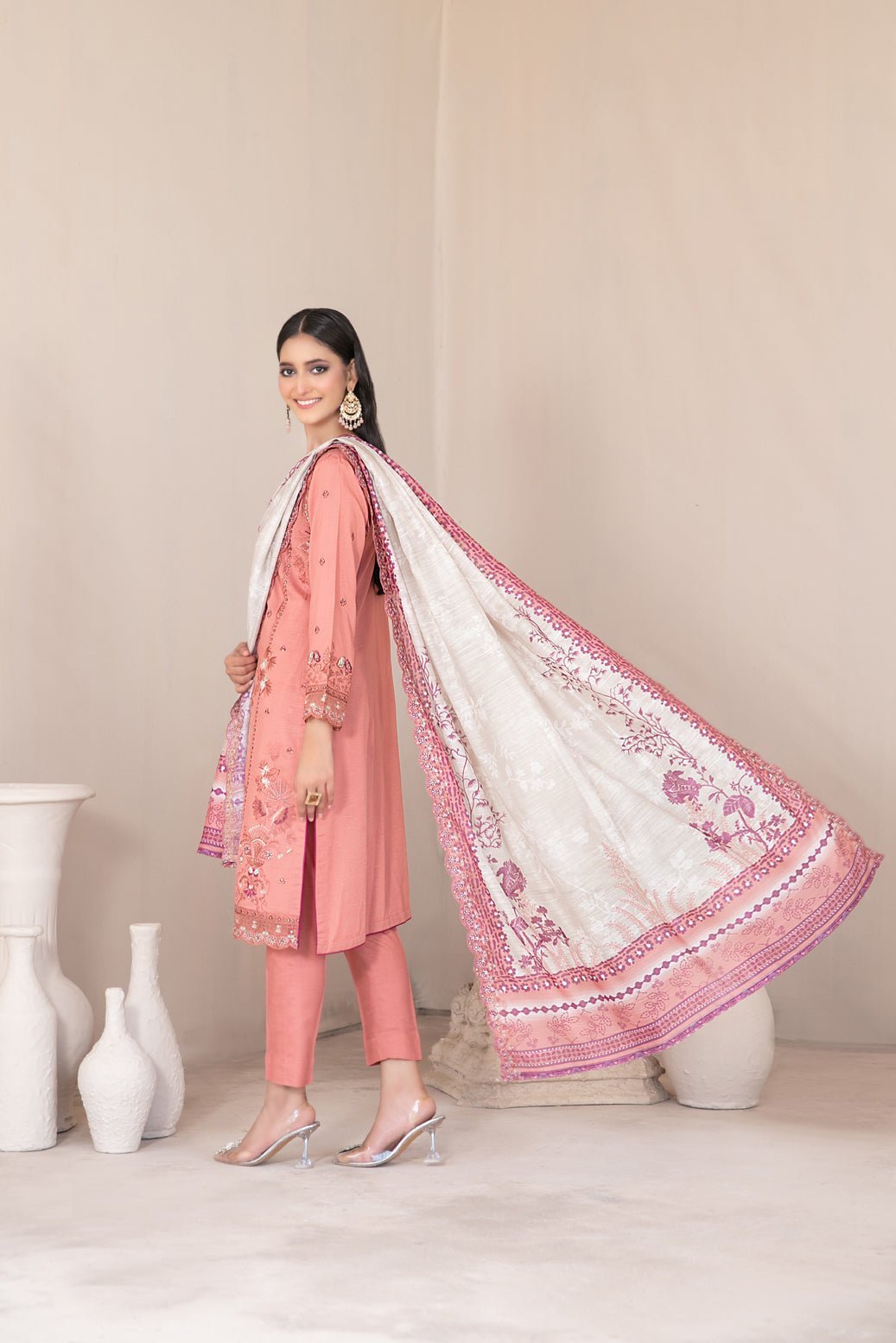 Tawakkal 3Pc Embroidered Viscose Suit D-1042-Oraibia gulbuy.com