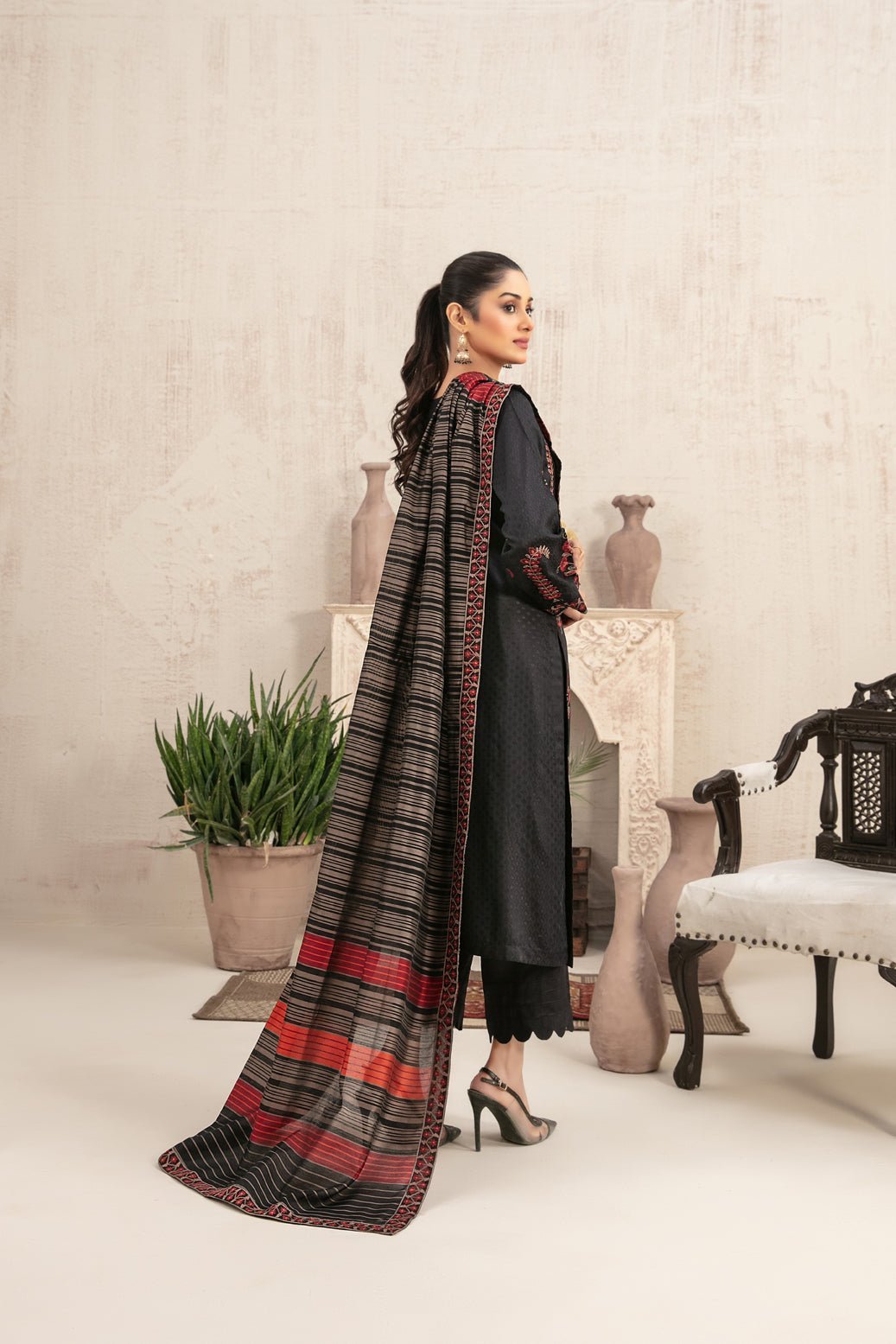 Tawakkal 3Pc Embroidered viscose Jacquard Suit D-5266-Nurten gulbuy.com