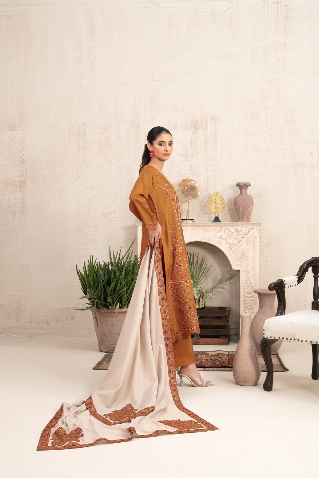 Tawakkal 3Pc Embroidered viscose Jacquard Suit D-5268-Nurten gulbuy.com