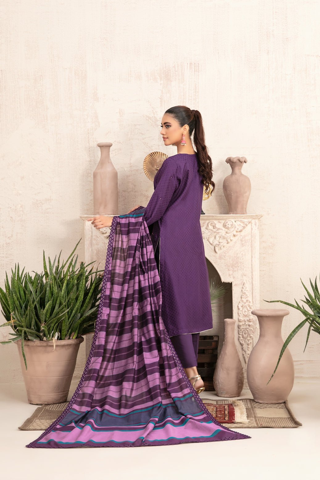 Tawakkal 3Pc Embroidered viscose Jacquard Suit D-5261-Nurten gulbuy.com