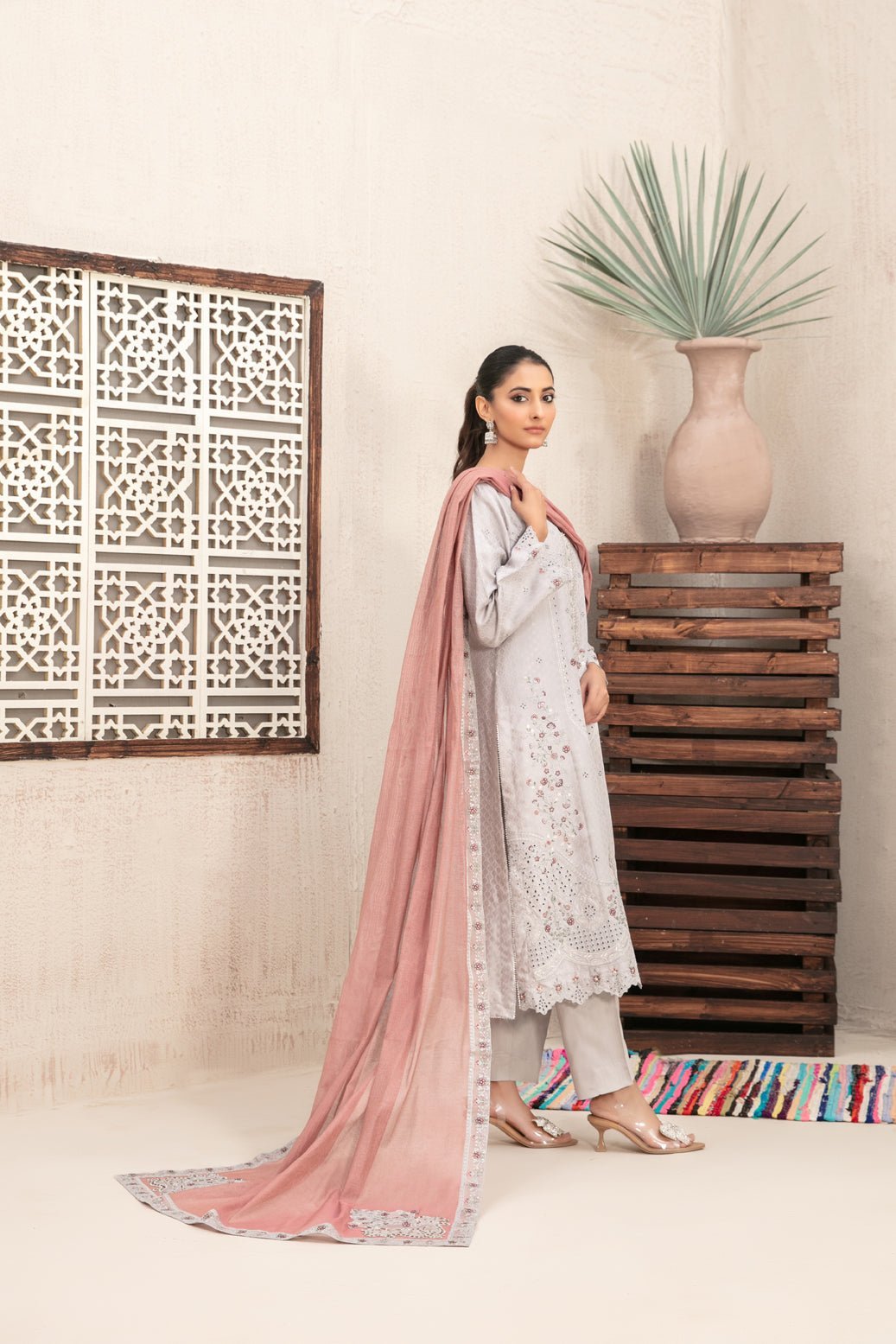 Tawakkal 3Pc Embroidered viscose Jacquard Suit D-5269-Nurten gulbuy.com
