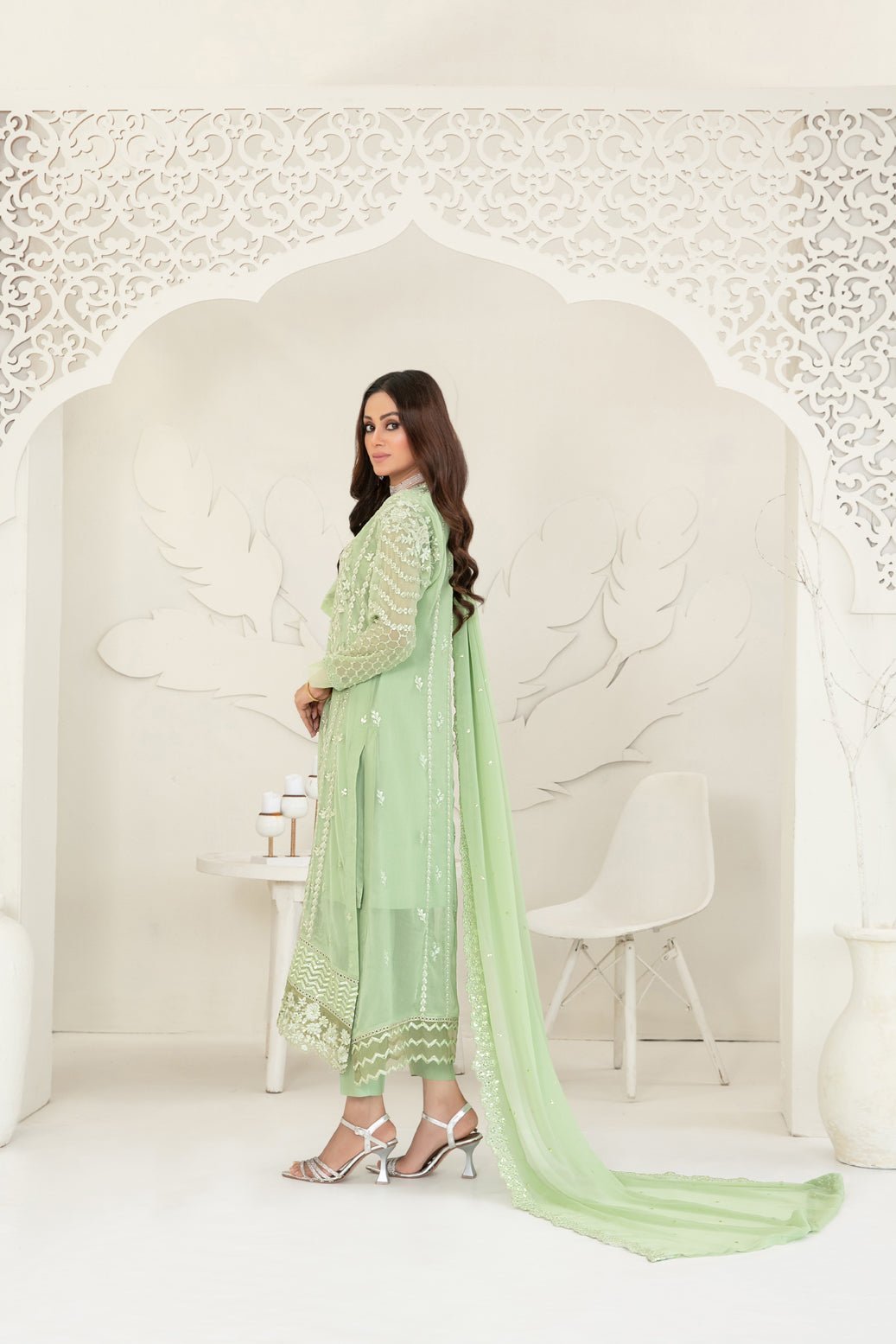 Tawakkal 3Pc Embroidered Chiffon Suit D-3739-CALA gulbuy.com
