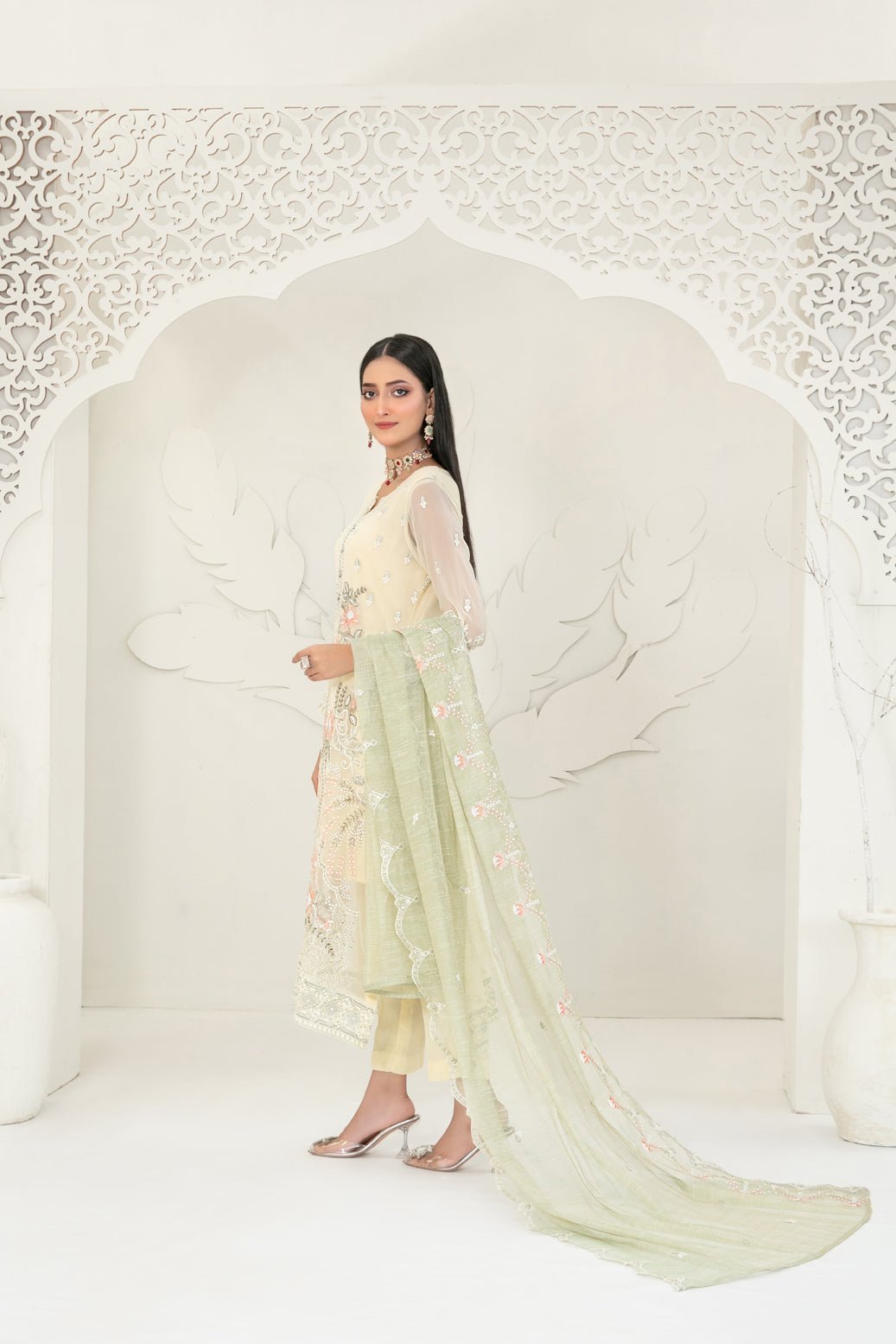 Tawakkal 3Pc Embroidered Chiffon Suit D-3742-CALA gulbuy.com