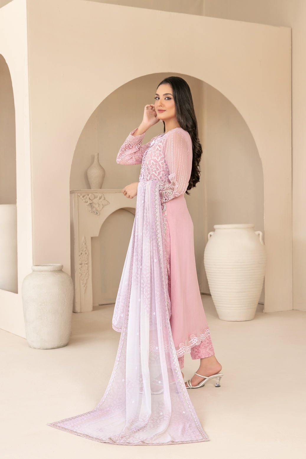 Tawakkal 3Pc Embroidered Chiffon Suit D-3942-Noelani gulbuy.com