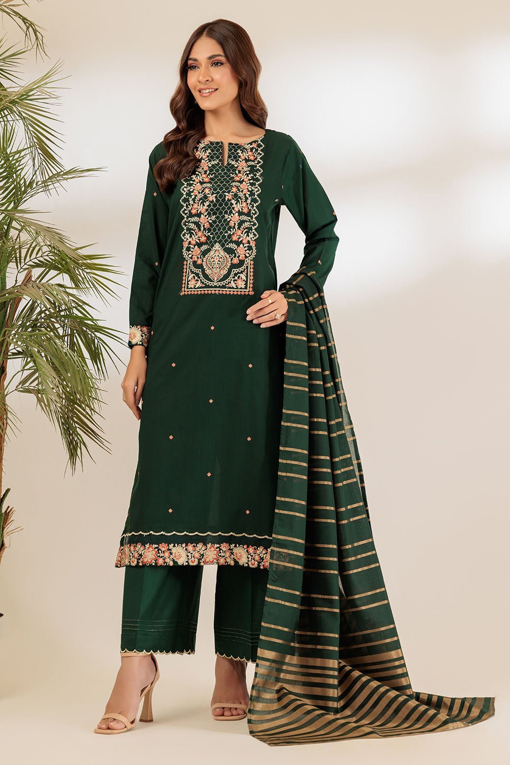 BONANZA SATRANGI 3PC EMBROIDERED CAMBRIC SUIT (SS1243P21)