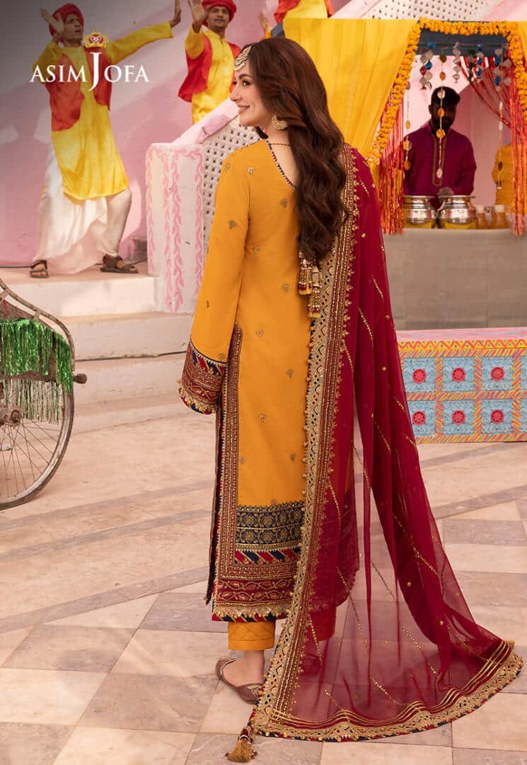 ASIM JOFA 3 PIECE EMBROIDERED SILK SUIT (AJDA-25) gulbuy.com