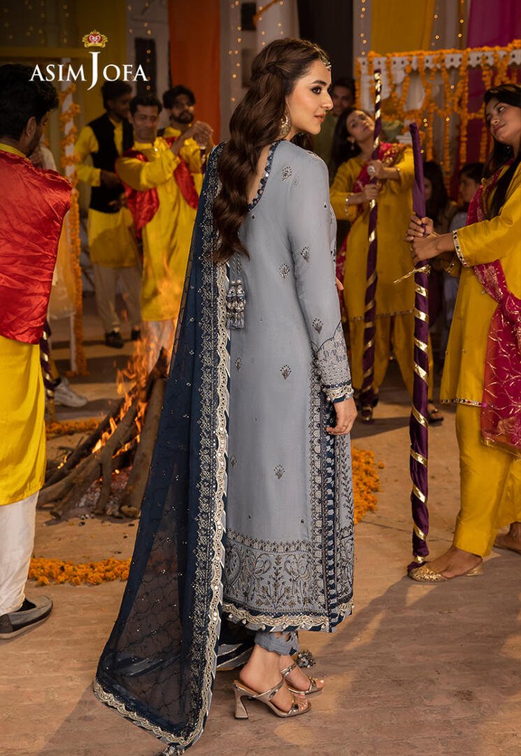 ASIM JOFA 3 PIECE EMBROIDERED SILK SUIT (AJDA-08) gulbuy.com