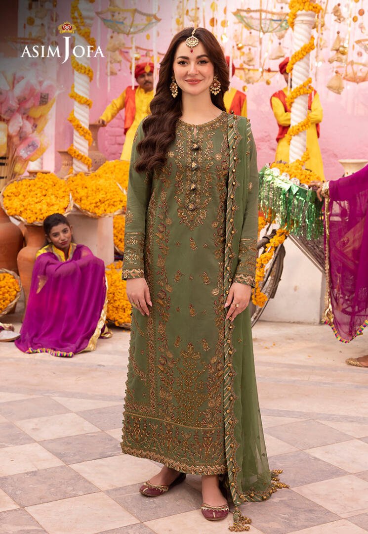 ASIM JOFA 3 PIECE EMBROIDERED SILK SUIT (AJDA-09)