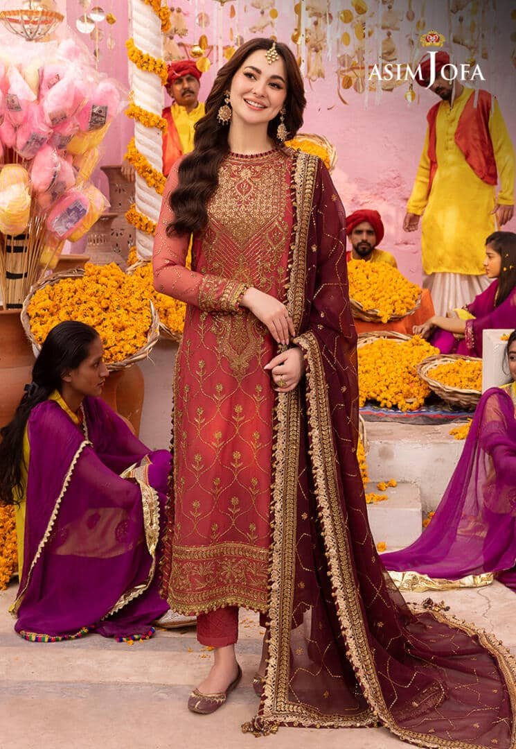 ASIM JOFA 3 PIECE EMBROIDERED CHIFFON SUIT (AJDA-23)