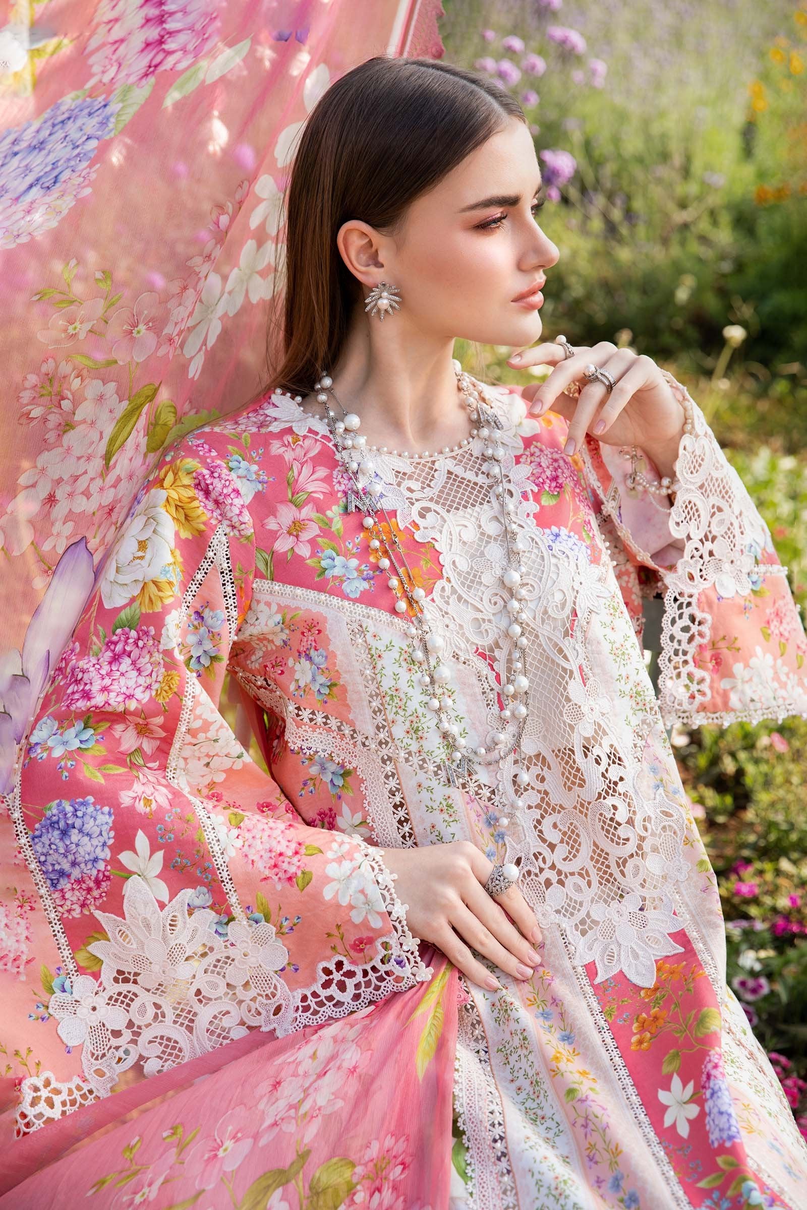 Maria b Stitched 3Pc Embroidered Lawn Suit MPT-2509-B gulbuy.com