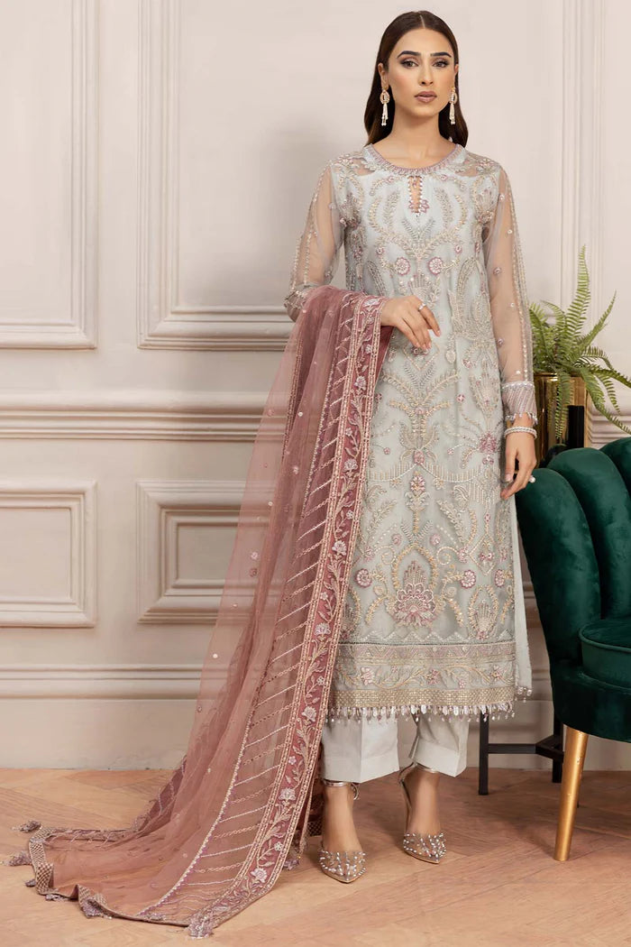 Farasha 3Pc Embroidered Net Suit Tiffany