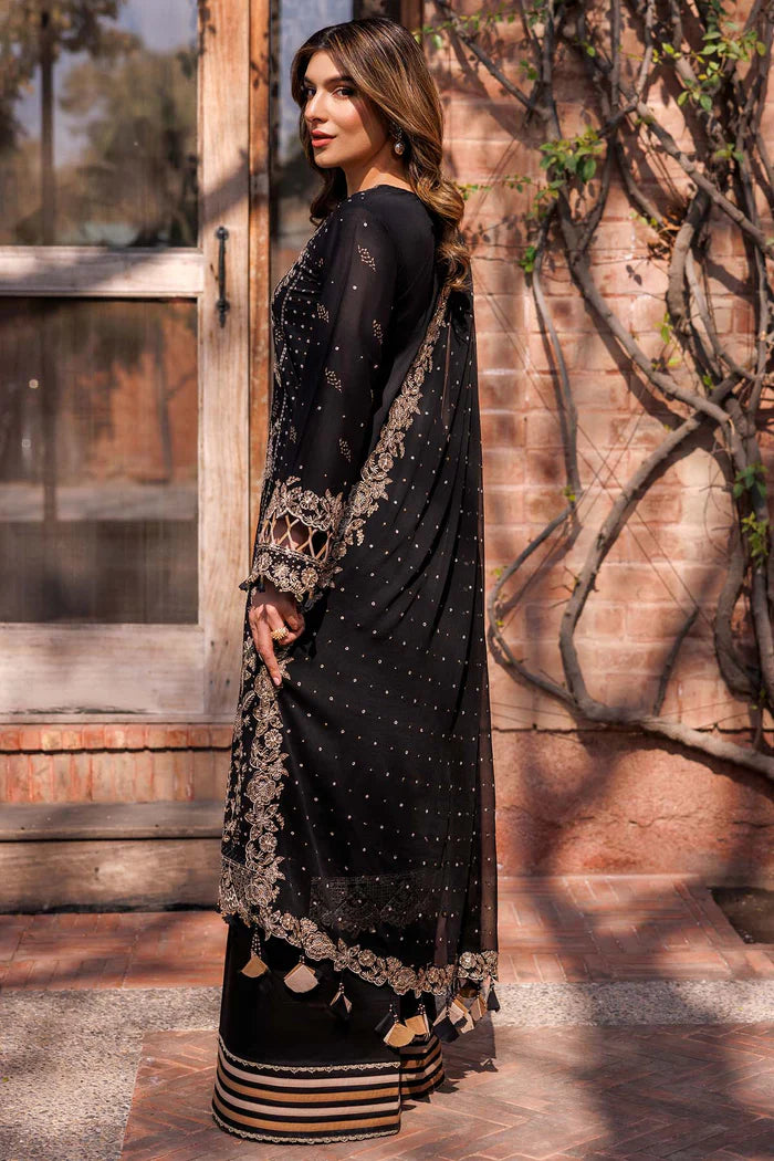Farasha 3Pc Embroidered Lawn Suit Raven Aura gulbuy.com
