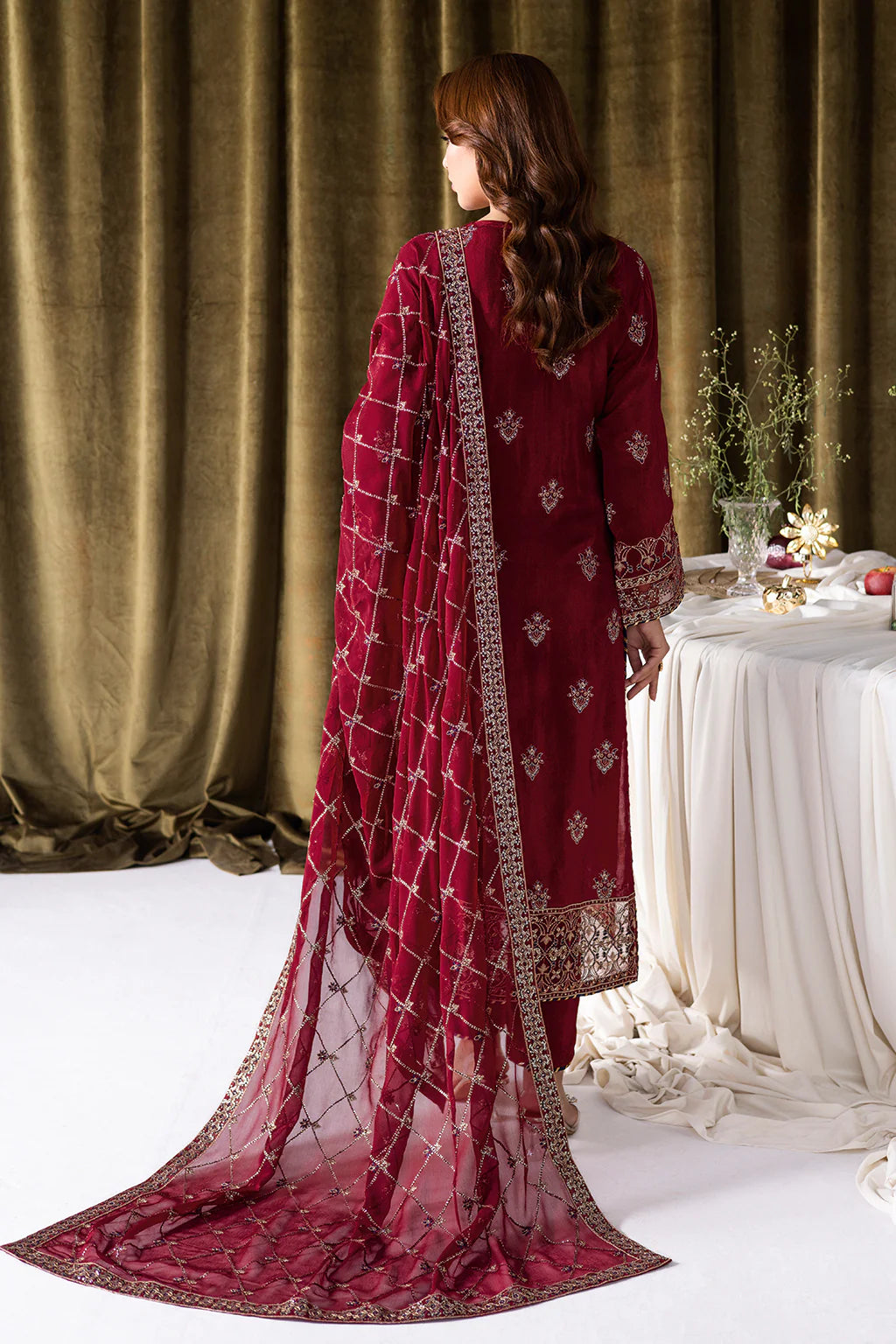 Ramsha 3Pc Embroidered Raw Silk Suit AA-101 gulbuy.com