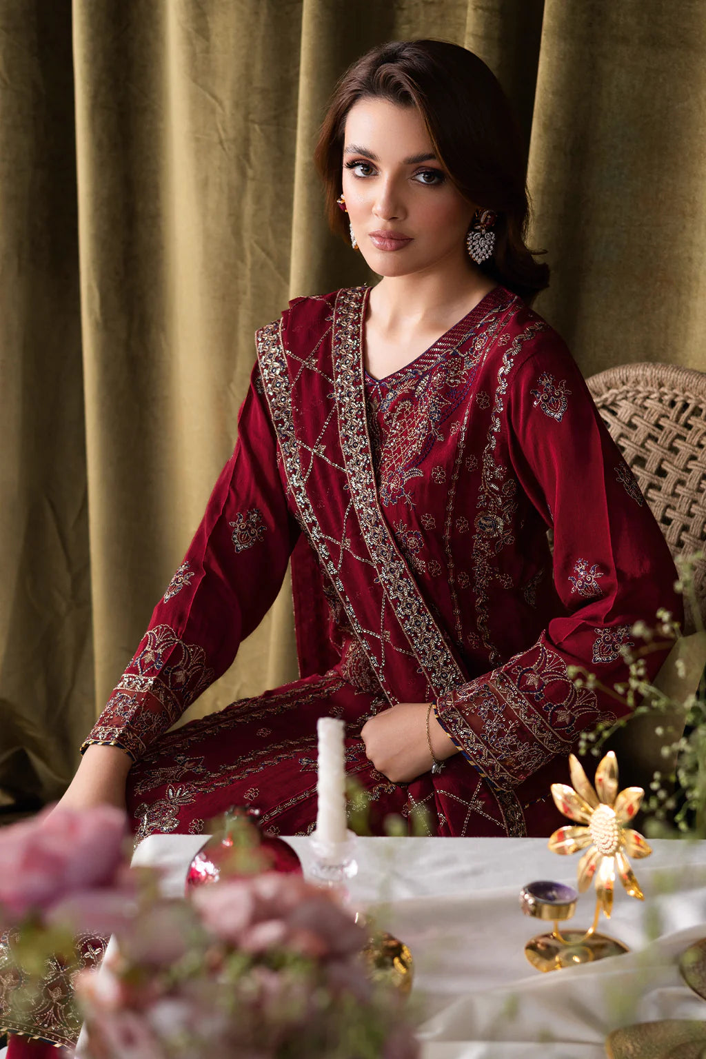 Ramsha 3Pc Embroidered Raw Silk Suit AA-101 gulbuy.com
