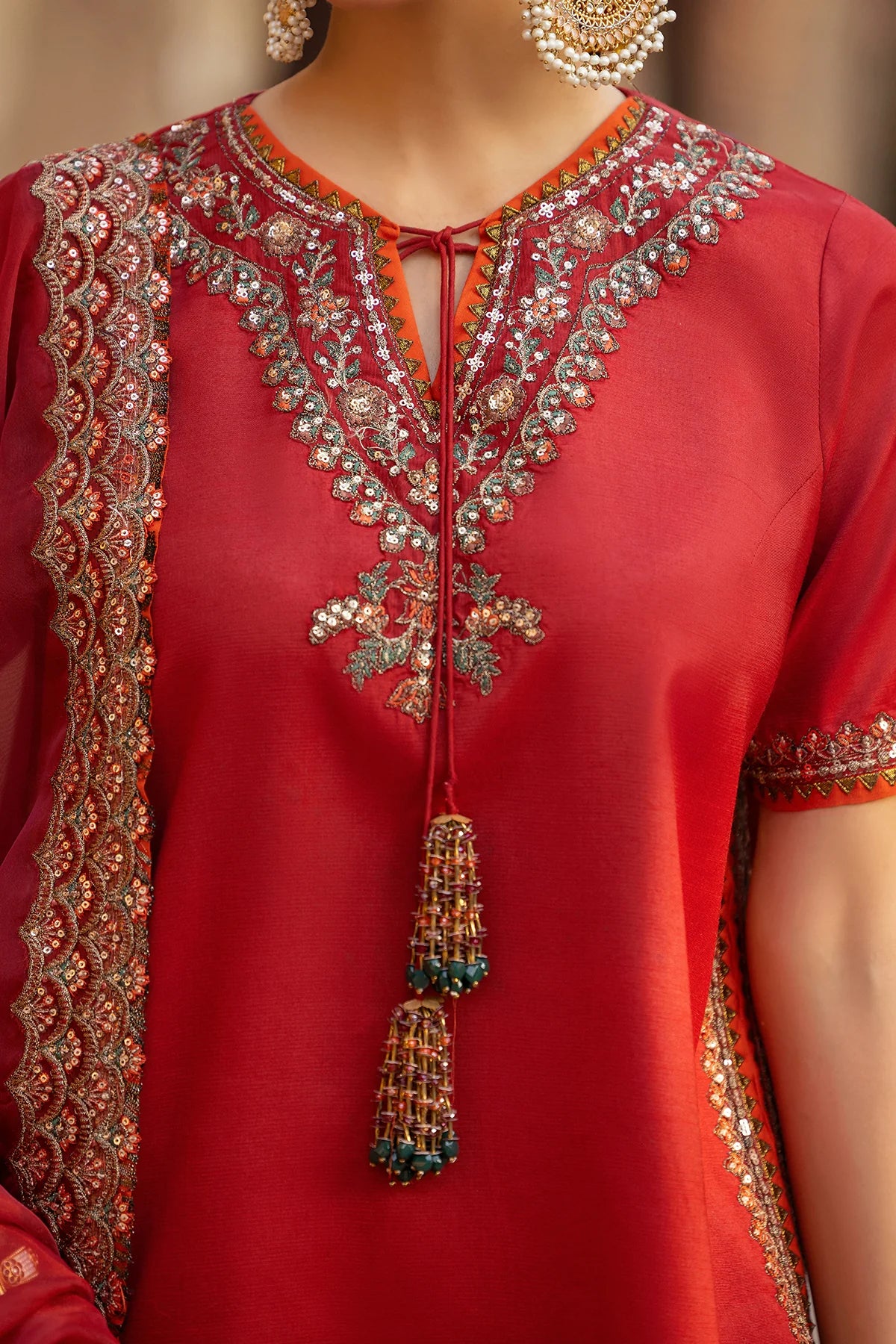 Charizma 3Pc Embroidered Raw Silk Suit CMA-5-126 gulbuy.com