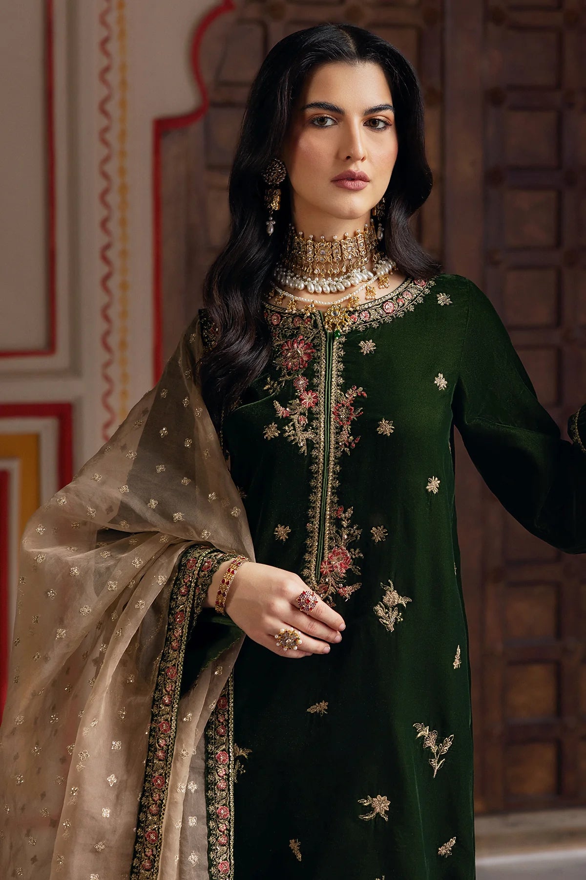 Charizma 3Pc Embroidered Velvet Suit CVT4-16 P gulbuy.com