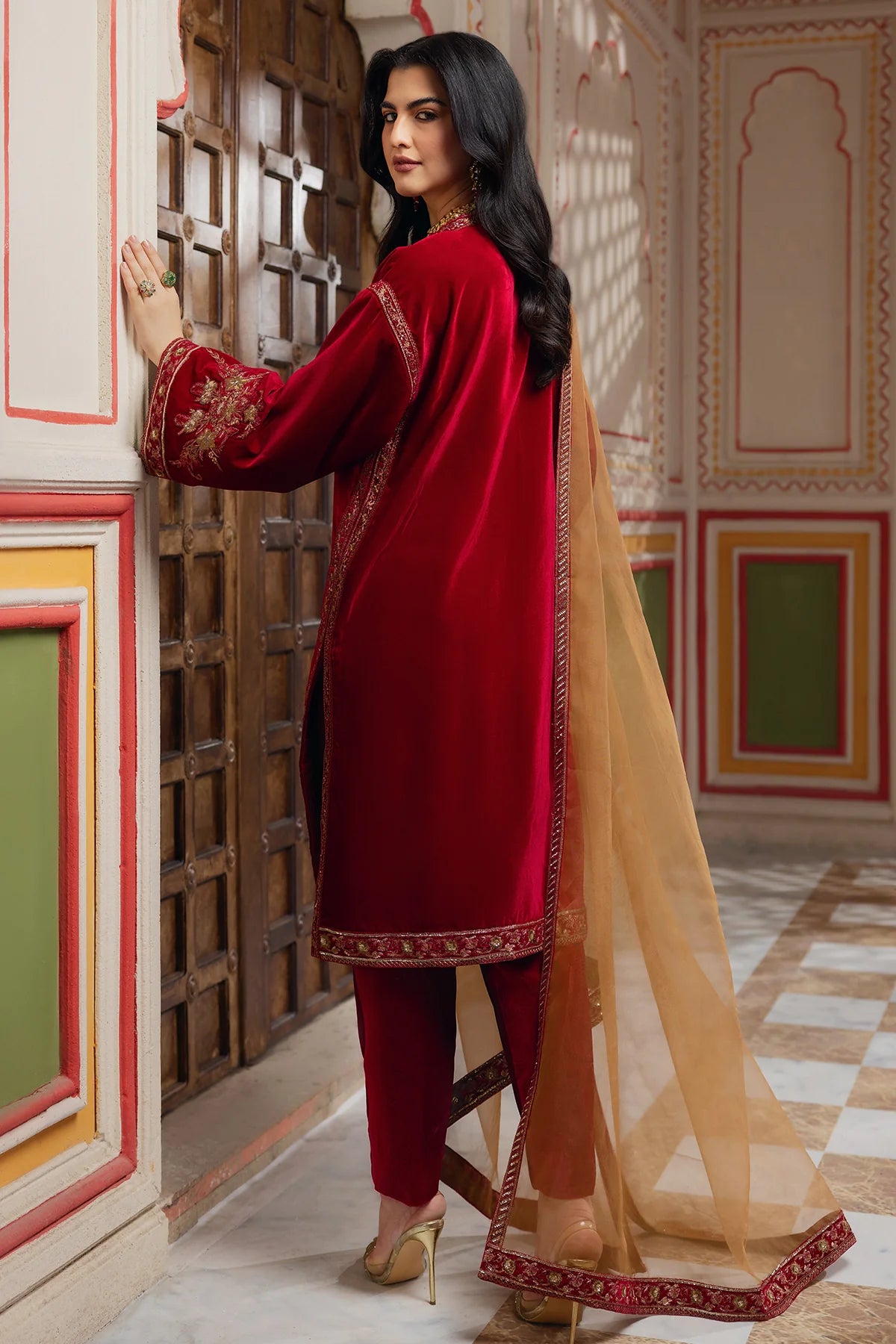 Charizma 3Pc Embroidered Velvet Suit CVT4-17 P gulbuy.com