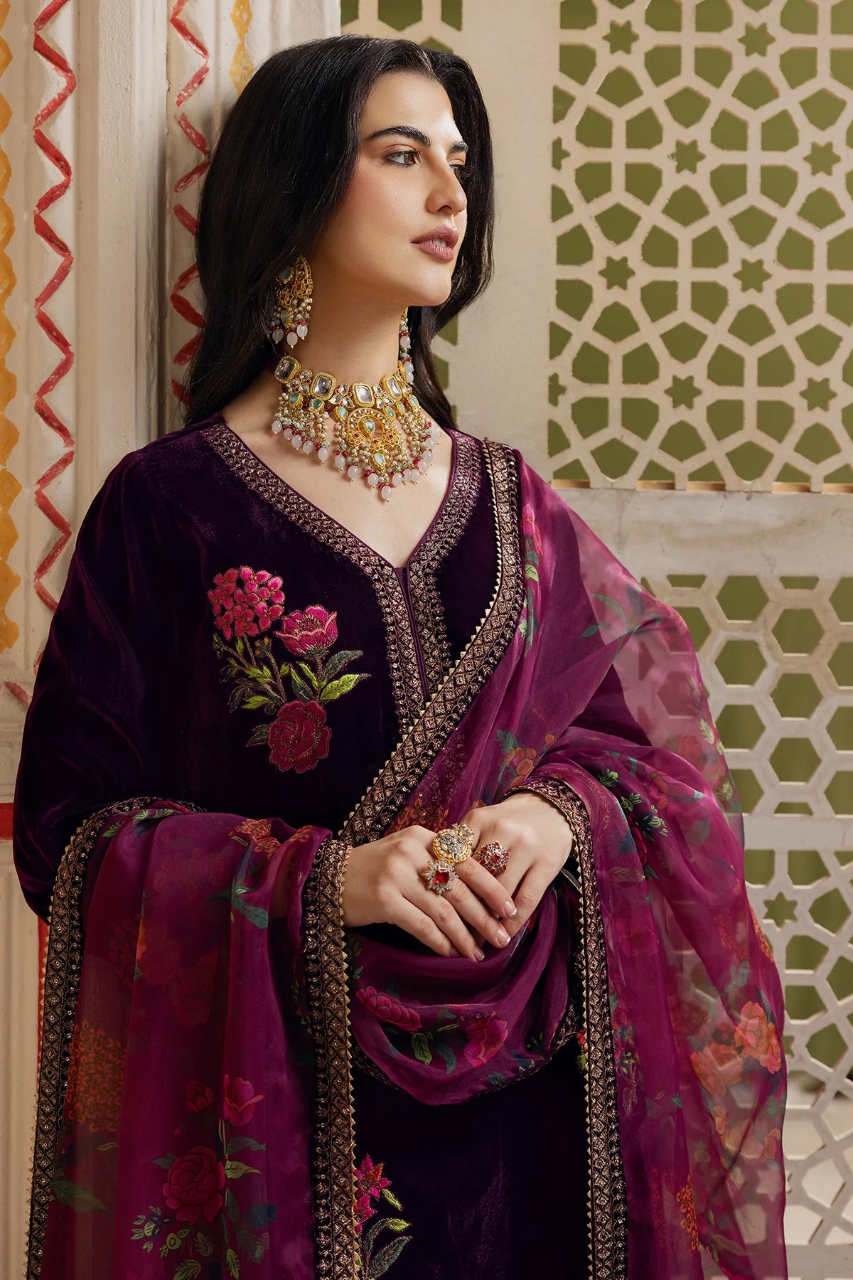 Charizma 3Pc Embroidered Velvet Suit CVT4-19 P gulbuy.com