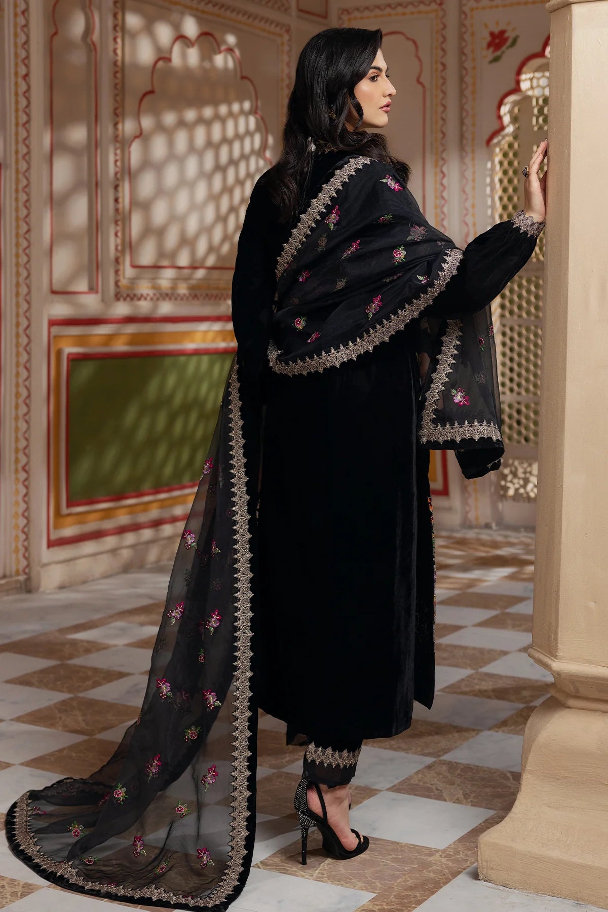 Charizma 3Pc Embroidered Velvet Suit CVT4-18 P gulbuy.com