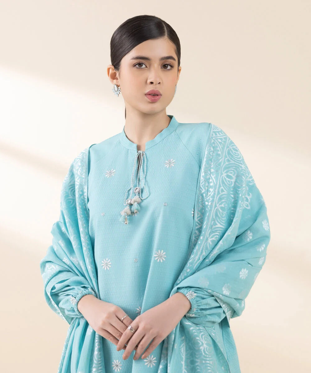 Sapphire 3Pc Embroidered Dobby Suit 0U2DEJQ25V23 gulbuy.com