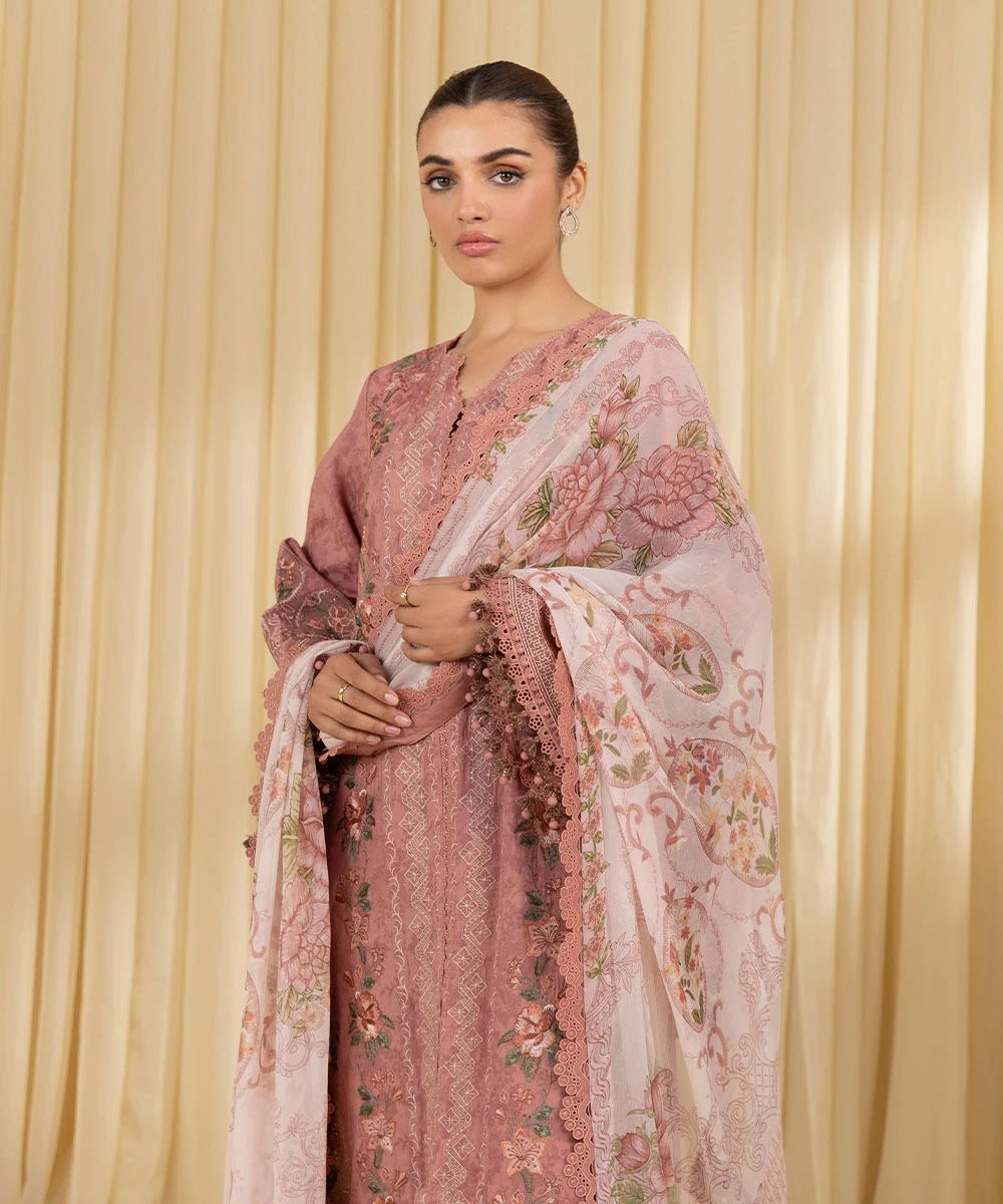 Sapphire 3Pc Embroidered Cotton Jacquard Suit 0U3FEHE25V38 gulbuy.com